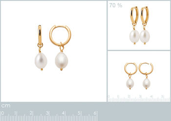 18k Gold Vermeil Plated Pearl Earrings, 3 of 4