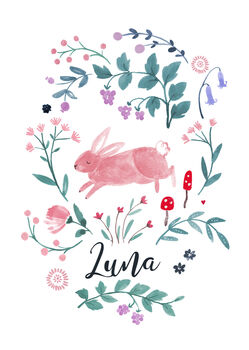 Personalised Children's Name Print: Leaping Bunny, 2 of 3