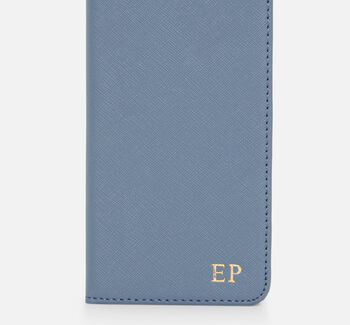 Personalised Leather Flip Phone Case | Cloud Blue, 3 of 5