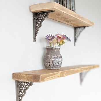 Natural Wood Shelf With Decorative Brackets, 2 of 5