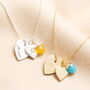 Personalised Double Heart And Bail Birthstone Charm Necklace, thumbnail 1 of 5