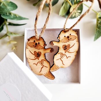 Personalised Wooden Otter/Bear Hanging Decoration, 4 of 6