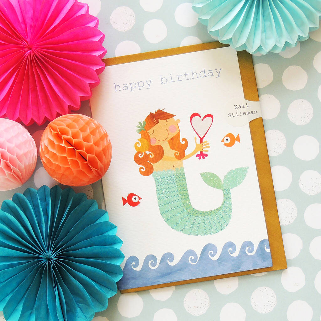 Mermaid Happy Birthday Card By Kali Stileman Publishing