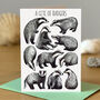 Badgers Watercolour Art Blank Greeting Card, thumbnail 1 of 7