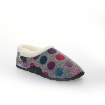 Florence Grey Pink Purple Spot Women's Slippers Indoor/Garden Shoes, 7 of 9