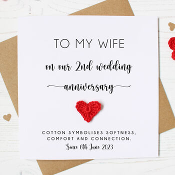 Personalised 2nd Cotton Wedding Anniversary Card, 4 of 7