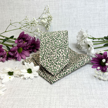 Emerald Floral Cotton Wedding Tie Set, 4 of 4