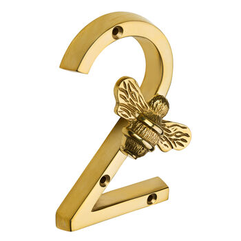 Solid Brass Bee Numbers In Brass Finish Four Inch, 4 of 10