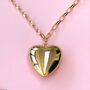 Lucky Large Puffy Hollow Heart Chain Necklace, thumbnail 2 of 3