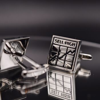 Stock Traders Cufflinks Gift Stock Exchange Silver, 4 of 4