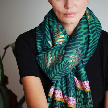 Gold Foliage Palm Leaves Scarf, 8 of 12