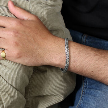 Men's Heavy Silver Bracelet, 2 of 5