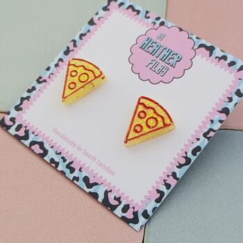 Margarita Pizza Glitter Resin Studs, 4 of 4