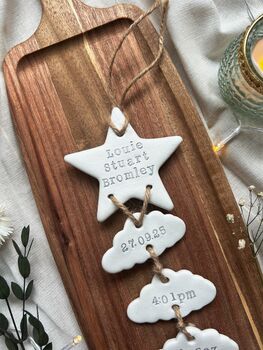 Personalised New Baby Hanging Clay Keepsake, 8 of 10