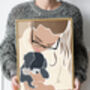 Custom Mum Dad And Pet Portrait Modern Wall Art, thumbnail 7 of 7