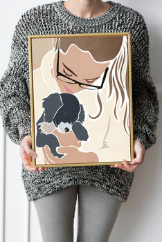 Custom Mum Dad And Pet Portrait Modern Wall Art, 7 of 7