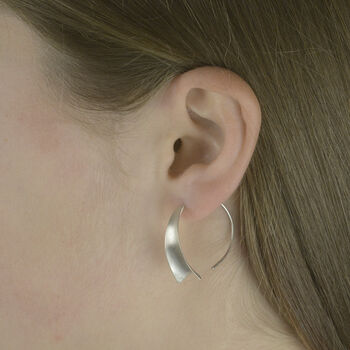 Sterling Silver Textured Wedge Earrings, 2 of 3