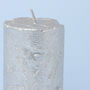 G Decor Adeline Silver Metallic Textured Pillar Candle, thumbnail 3 of 7