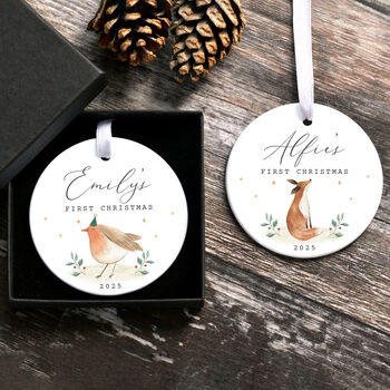 Personalised Baby’s First Christmas Ornament Ceramic Keepsake Bauble, 9 of 11