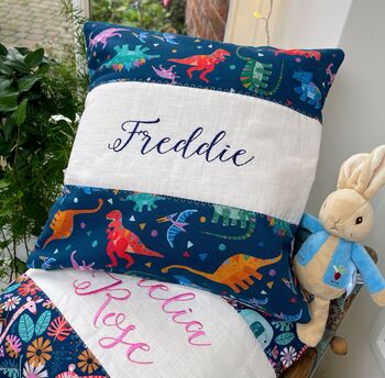 Colourful Dinosaur Name Cushion, 7 of 8