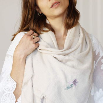 Personalised Embroidered Birth Flower Spring Scarf, 5 of 12