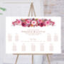 Wedding Table Plan Burgundy Red And Pink Florals, thumbnail 1 of 6