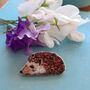 Hand Embroidered Hedgehog Brooch, thumbnail 2 of 4