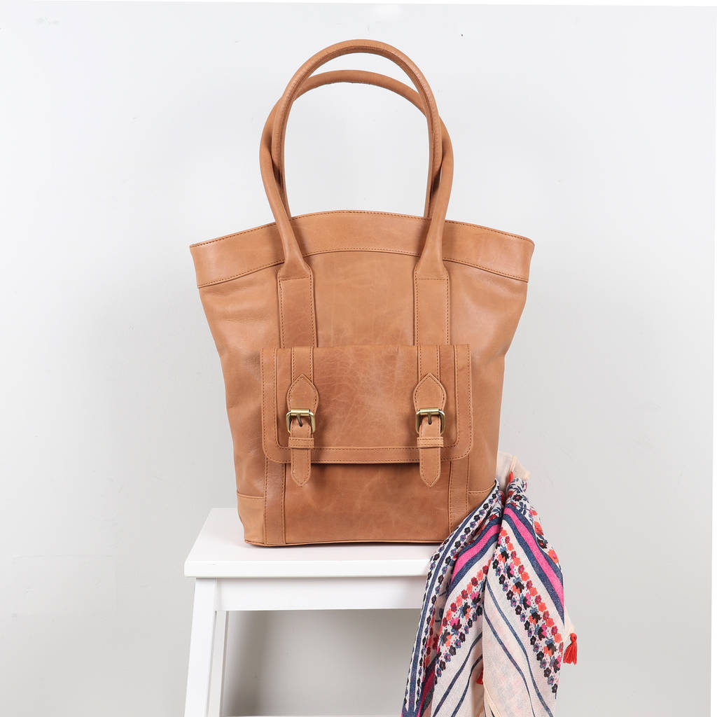 tan leather shopper bag