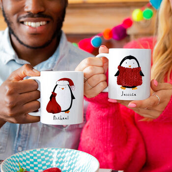 Personalised Penguin Christmas Mug, 2 of 11