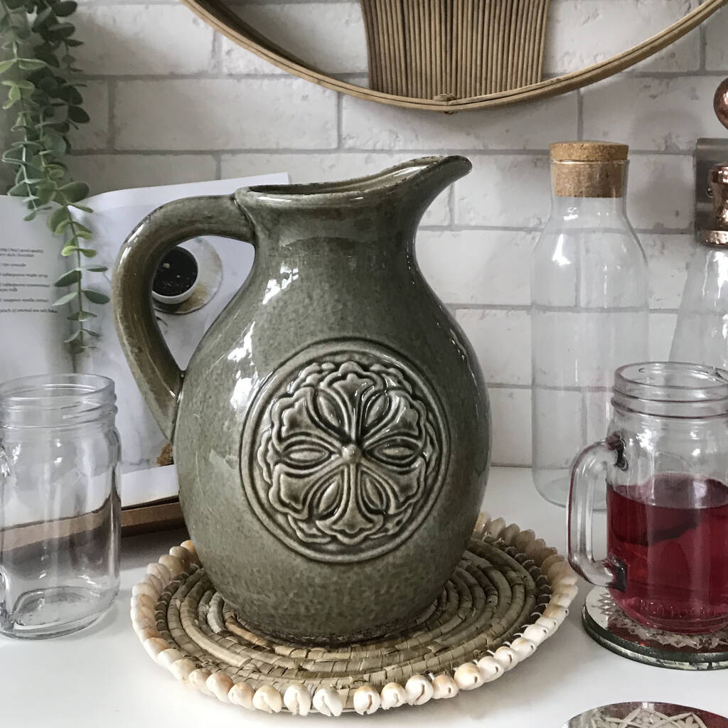 French Antique Style Olive Decorative Jug By Ev Home