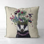 Woodland Badger Decorative Cushion, thumbnail 1 of 6