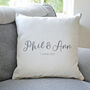 Personalised Couple's Names And Date Cushion, thumbnail 2 of 4