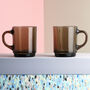 1970s Style Glass Vintage Style Smoke Colour Mugs Gift, thumbnail 2 of 2