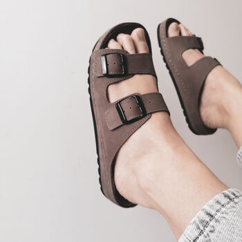 Leather Sandals With Memory Foam Insole, 3 of 11