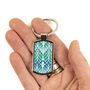Blue Interwoven Trees Millefiori Handprinted Keyring, thumbnail 3 of 7