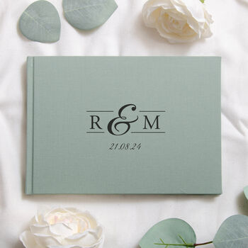 Personalised Wedding Initials Linen Guest Book, 2 of 8