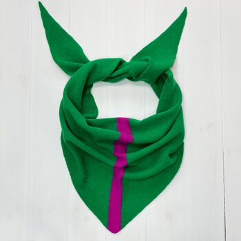 Lambswool Knitted Triangle Scarf With Stripe On Reverse, 4 of 10