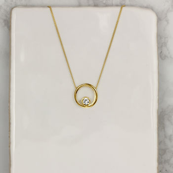 Halo Necklace White Sapphire And Gold/Silver, 3 of 7