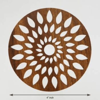 Wooden Tea Coaster With Stand Geo Design, 5 of 5