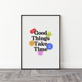 Y2k 90s Retro Positive Good Things Take Time Print, 3 of 5