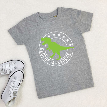 Personalised Dinosaur Kids T Shirt, 5 of 9