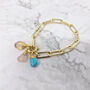 18ct Gold Plated Triple Birthstone Paperclip Bracelet, thumbnail 1 of 5