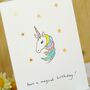 Personalised Sparkly Unicorn Handmade Card, thumbnail 1 of 4