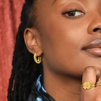 18k Gold Vermeil Much Love Hoop Earrings, 3 of 4