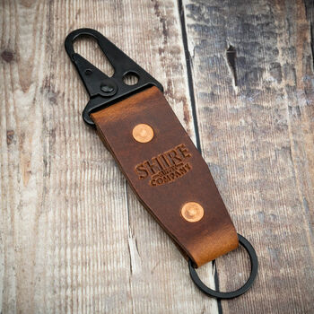 Personalised Handcrafted Chestnut Leather Key Ring, 3 of 4