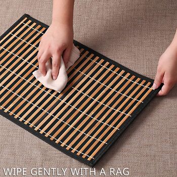 Set Of Six Brown Stripe Bamboo Placemats, 4 of 4