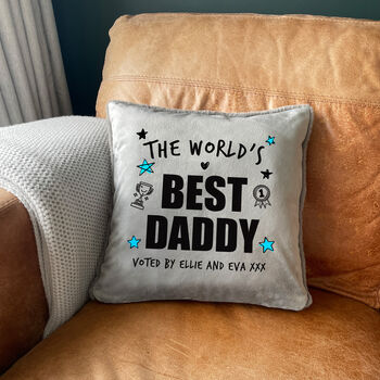 Personalised The World's Best Dad Faux Fur Cuddle Cushion Daddy, Dad, Pops, Papa, 4 of 5