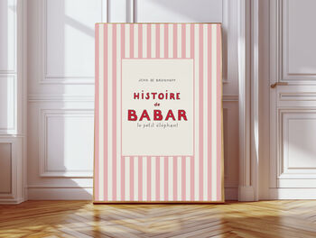Babar The Elephant Pink Set Of Two Art Prints, 2 of 3