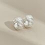 Ayla Chunky Ribbed Silver Hoop Earrings, thumbnail 2 of 5