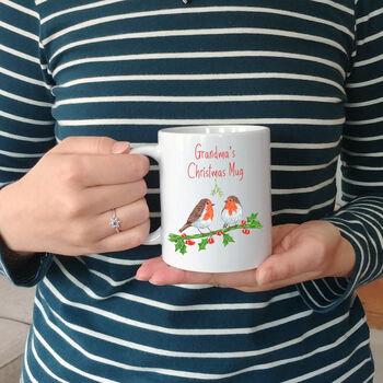 Personalised Robin Christmas Mug, 2 of 5